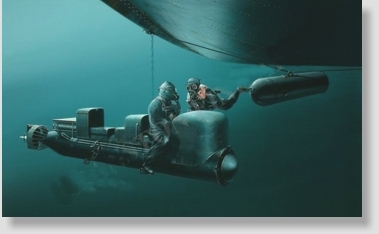 Mergulhadores de combate da Decima MAS italiana em a&ccedil;&atilde;o