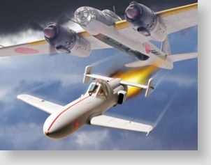 O MXY7 Ohka lan&ccedil;ado por um bombardeiro Mitsubishi G4M